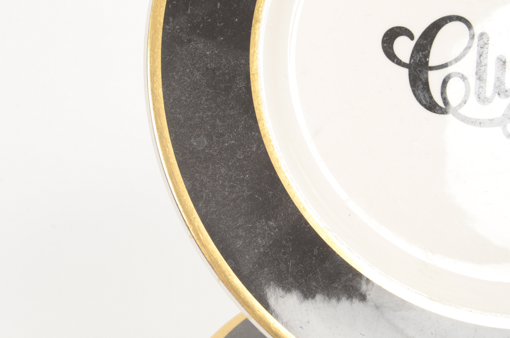 Eight "Clyde's" Dinner Plates