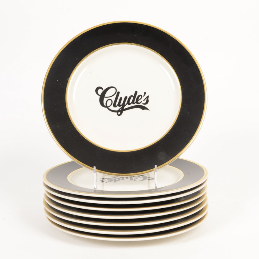 Eight "Clyde's" Dinner Plates