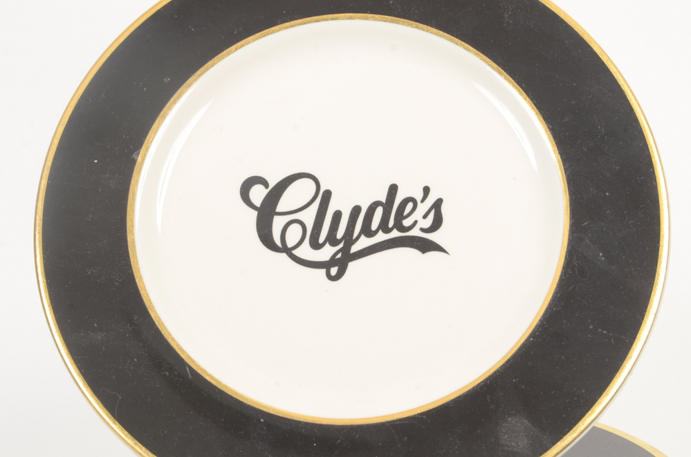 Eight "Clyde's" Dinner Plates