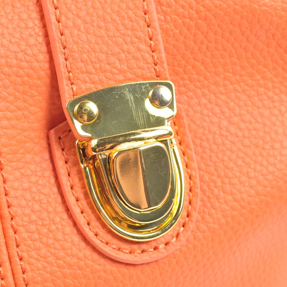 Orange Leather Joy Mangano Duffle with Better Beauty Case