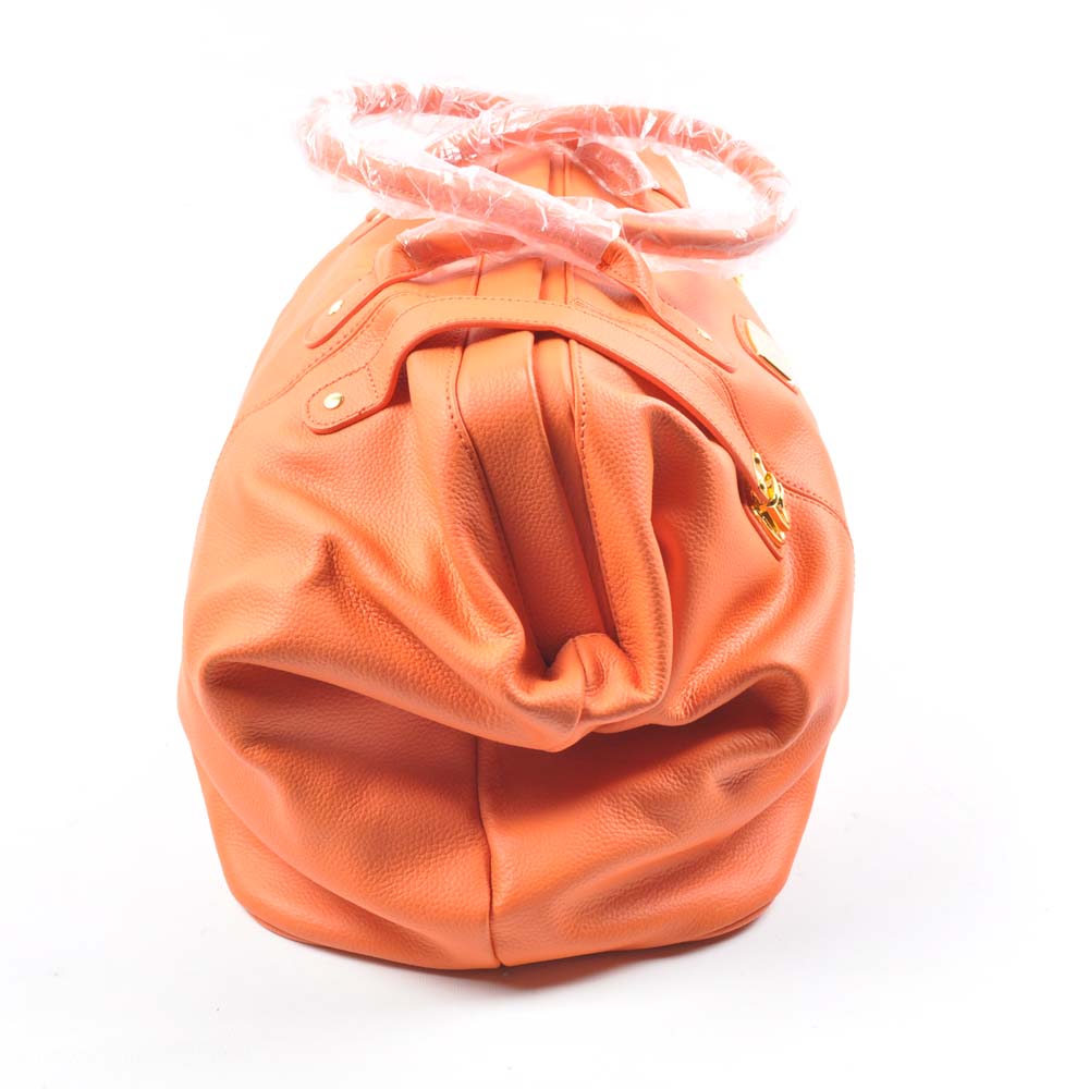 Orange Leather Joy Mangano Duffle with Better Beauty Case