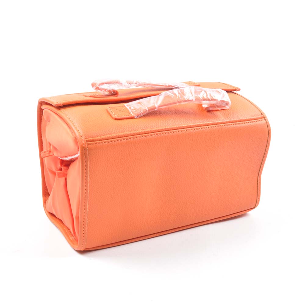 Orange Leather Joy Mangano Duffle with Better Beauty Case