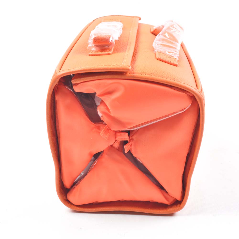 Orange Leather Joy Mangano Duffle with Better Beauty Case