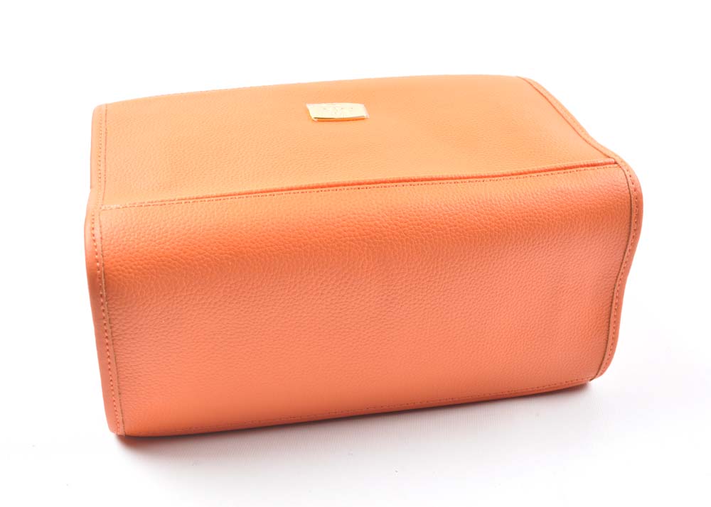 Orange Leather Joy Mangano Duffle with Better Beauty Case