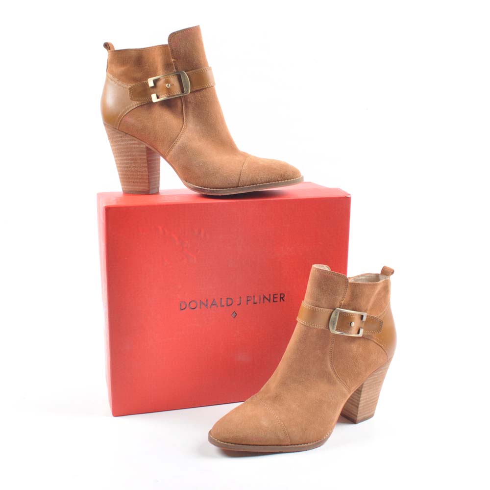 Donald J. Pliner Brown Seude and Leather Booties