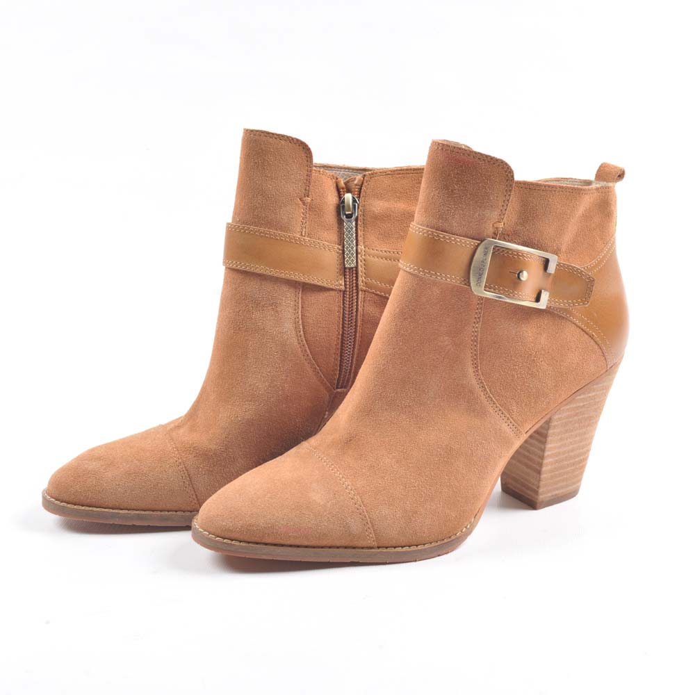 Donald J. Pliner Brown Seude and Leather Booties