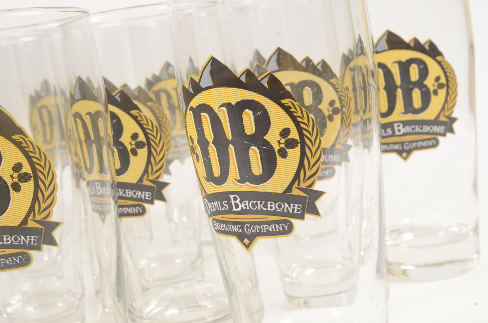 Collection of 33 Devil's Backbone Beer Glasses