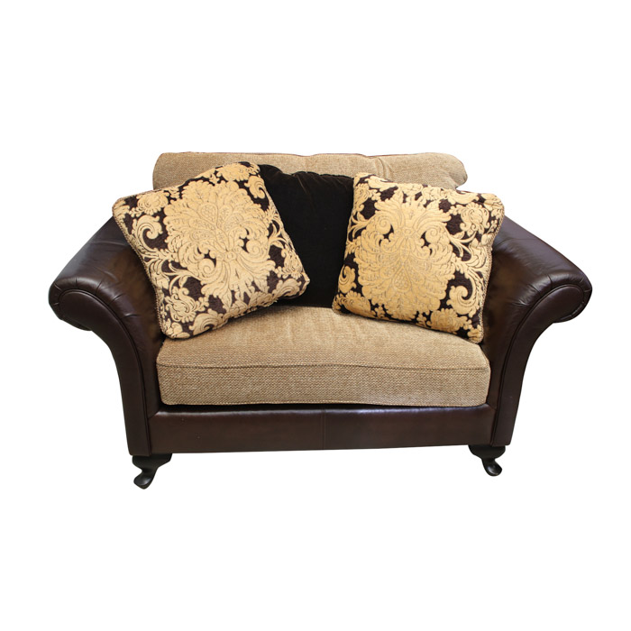 Bernhardt Leather and Fabric Oversized Armchair