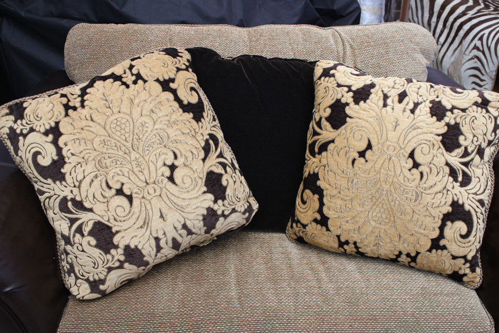 Bernhardt Leather and Fabric Oversized Armchair