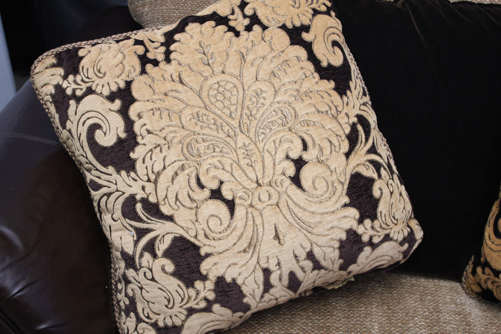 Bernhardt Leather and Fabric Oversized Armchair