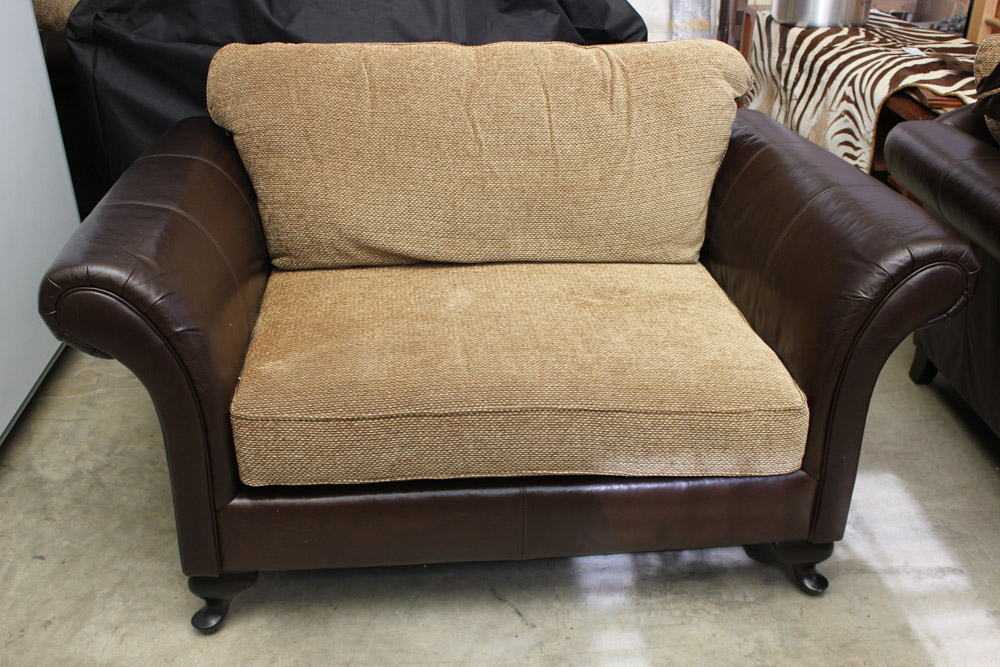 Bernhardt Leather and Fabric Oversized Armchair