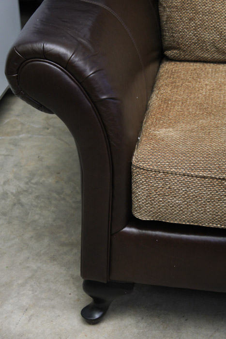 Bernhardt Leather and Fabric Oversized Armchair