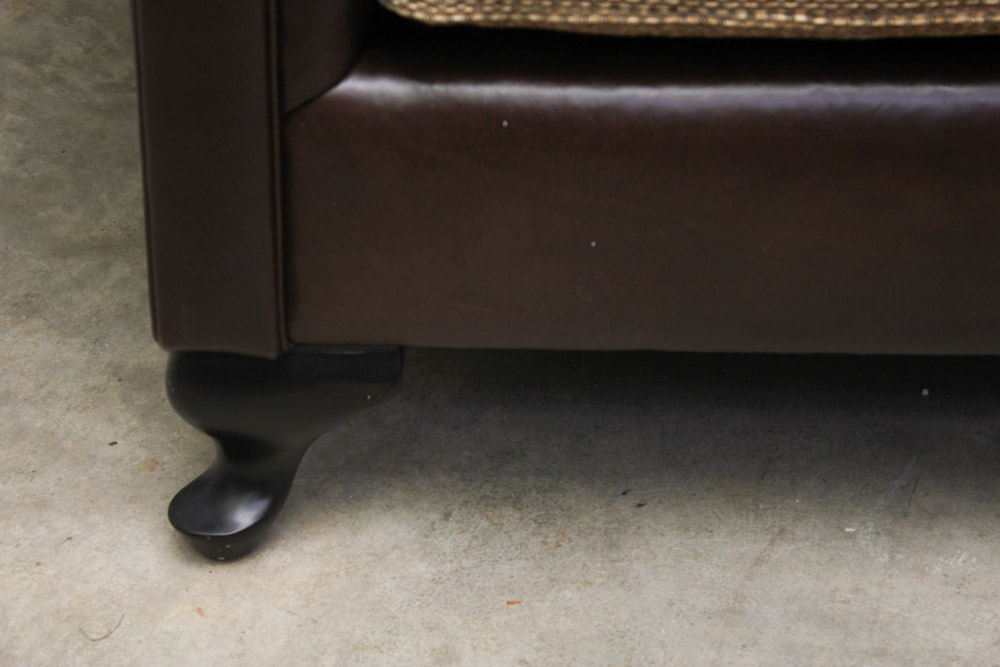 Bernhardt Leather and Fabric Oversized Armchair