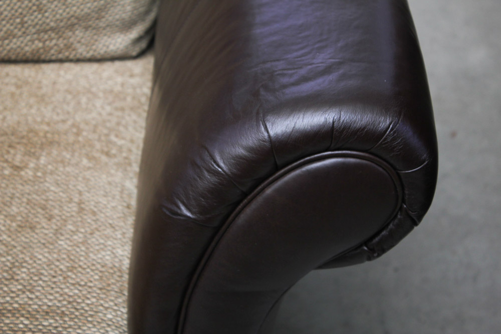 Bernhardt Leather and Fabric Oversized Armchair
