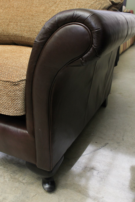 Bernhardt Leather and Fabric Oversized Armchair