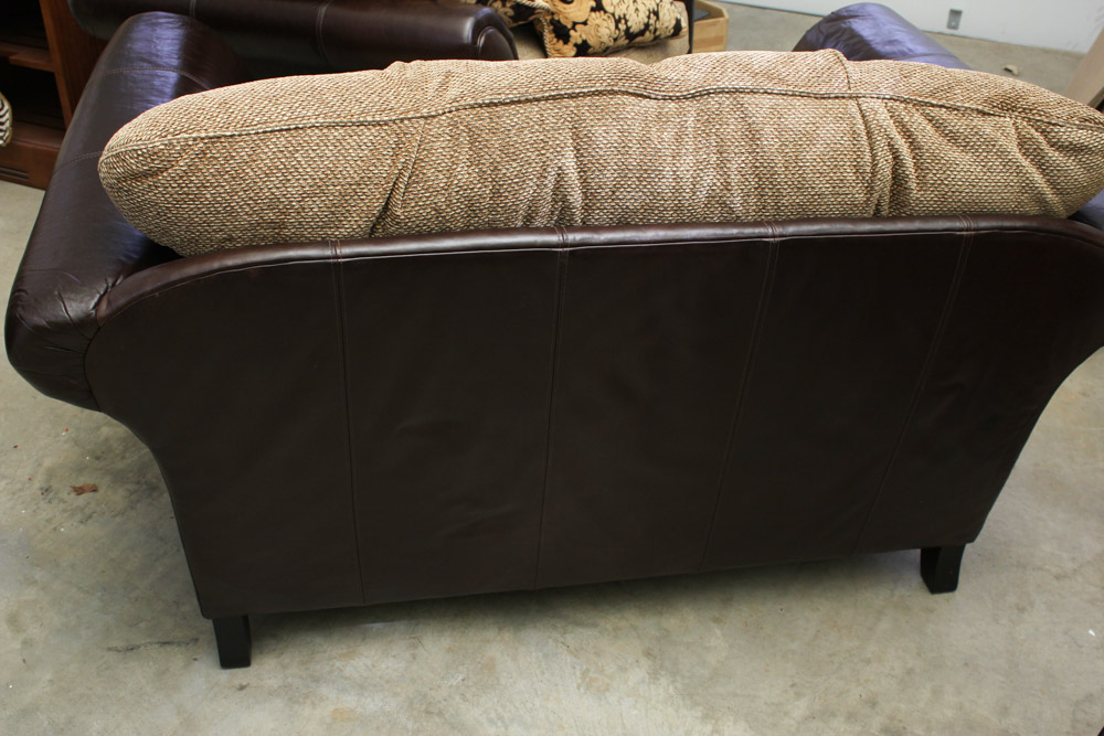 Bernhardt Leather and Fabric Oversized Armchair