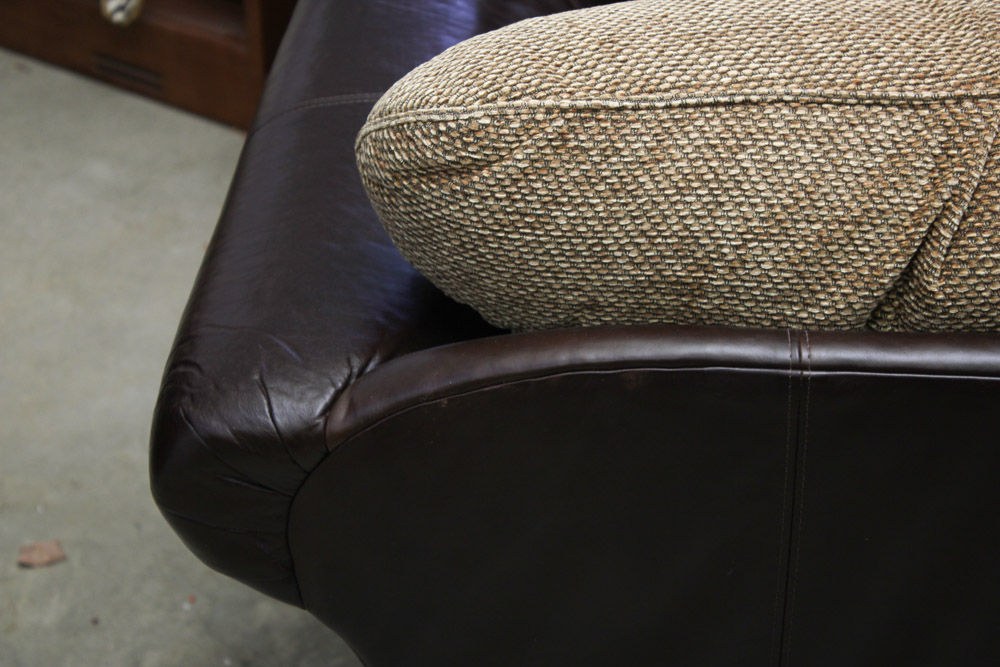 Bernhardt Leather and Fabric Oversized Armchair