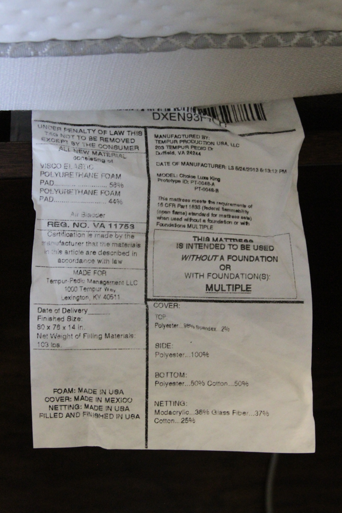 Tempur-Choice Luxe King Size Tempur-Pedic Mattress