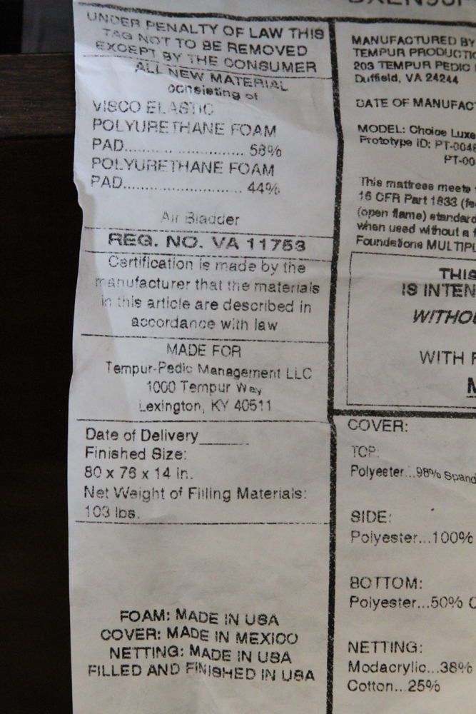 Tempur-Choice Luxe King Size Tempur-Pedic Mattress