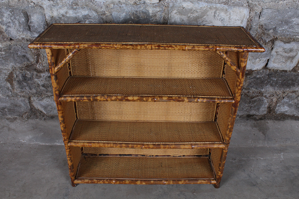 Bamboo and Woven Rattan Bookcase