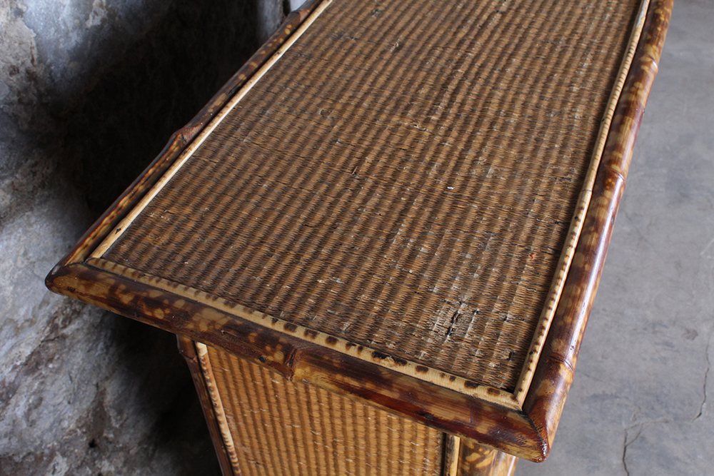 Bamboo and Woven Rattan Bookcase