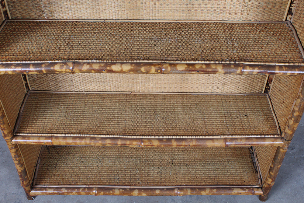 Bamboo and Woven Rattan Bookcase
