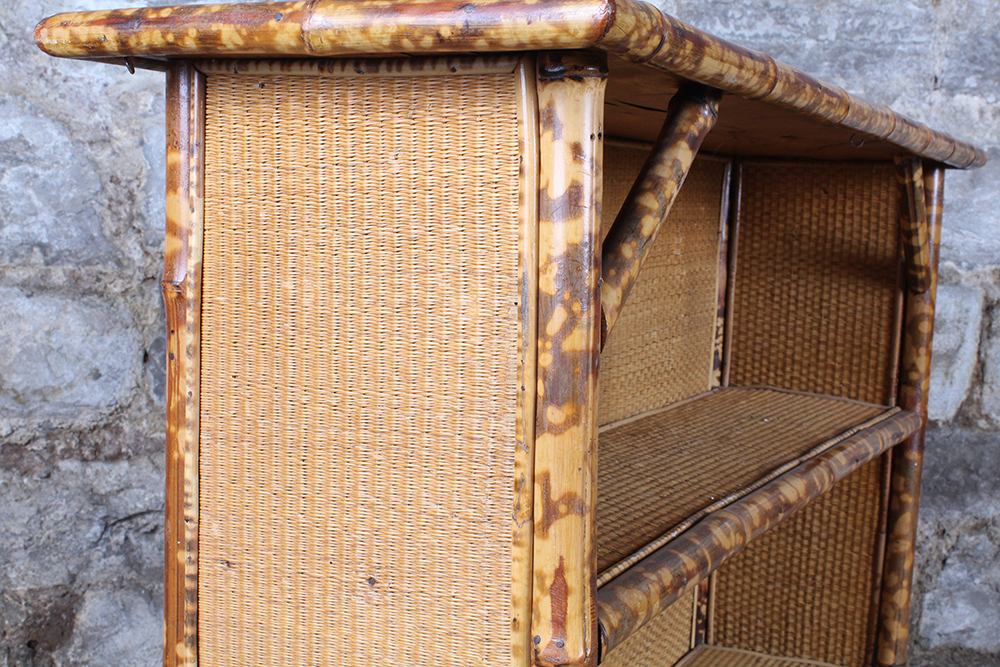 Bamboo and Woven Rattan Bookcase