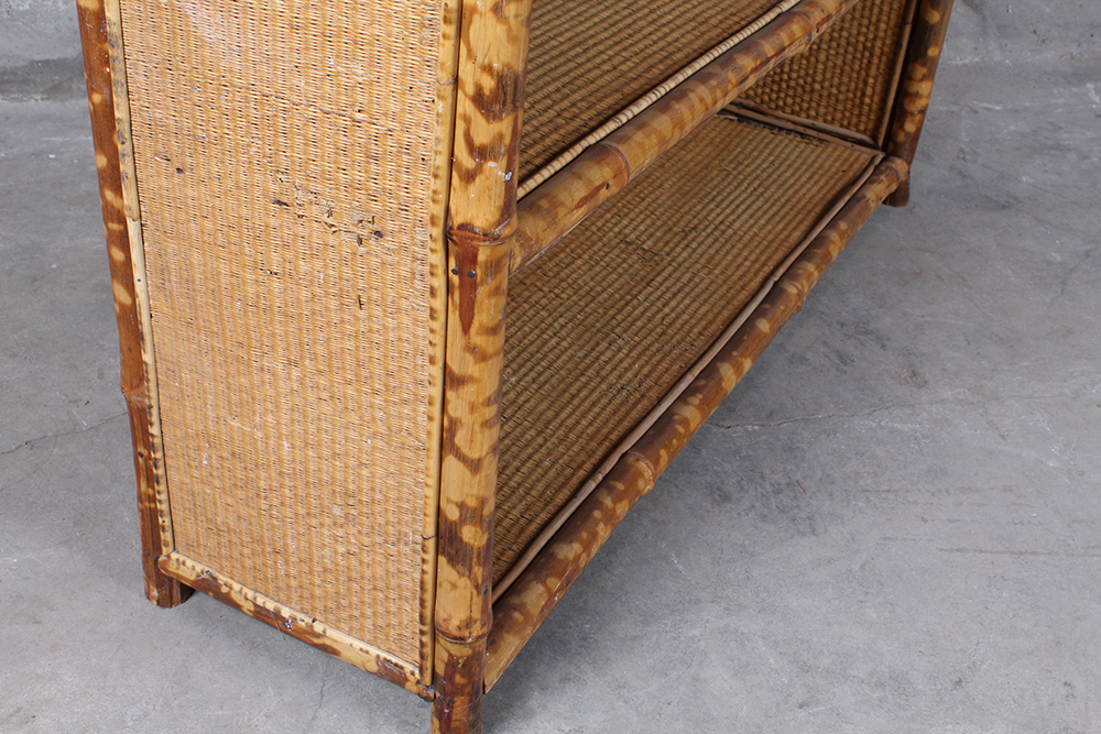 Bamboo and Woven Rattan Bookcase
