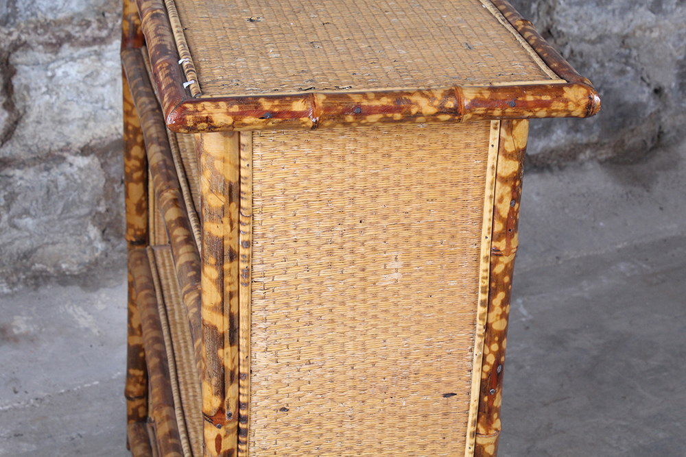 Bamboo and Woven Rattan Bookcase