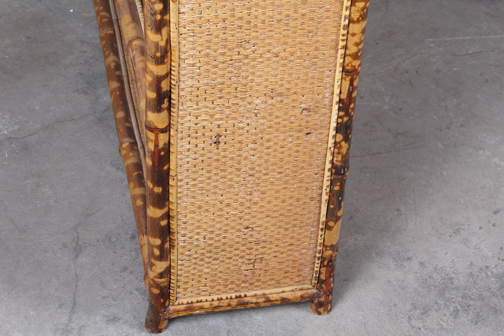 Bamboo and Woven Rattan Bookcase