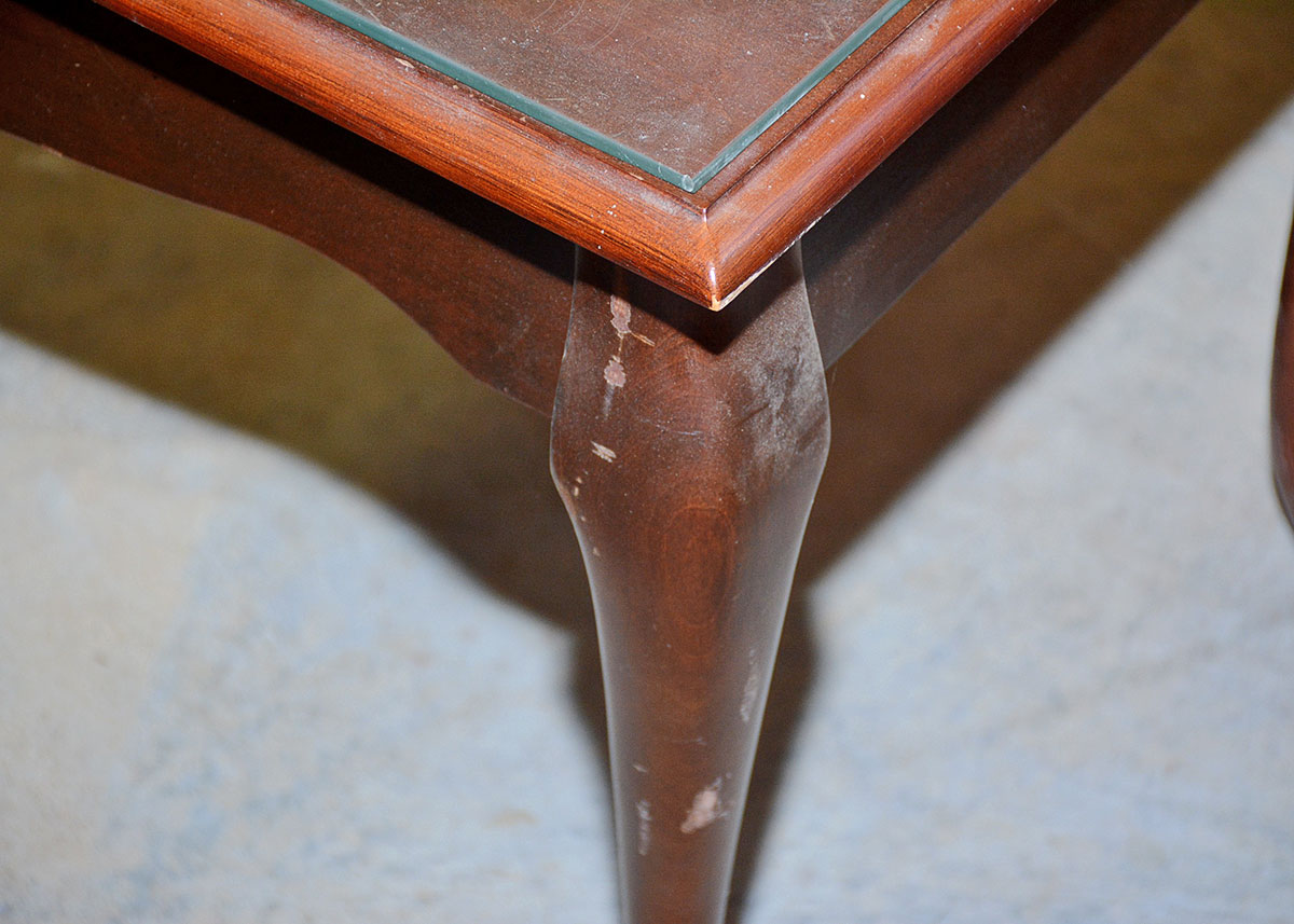 Mersman Furniture Glass Top Mahogany End Tables