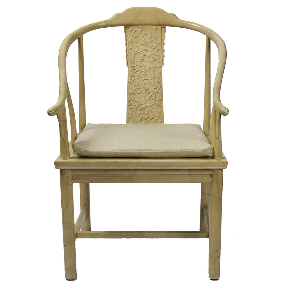 Henredon Marbleized Chinoiserie Dragon Motif Armchairs