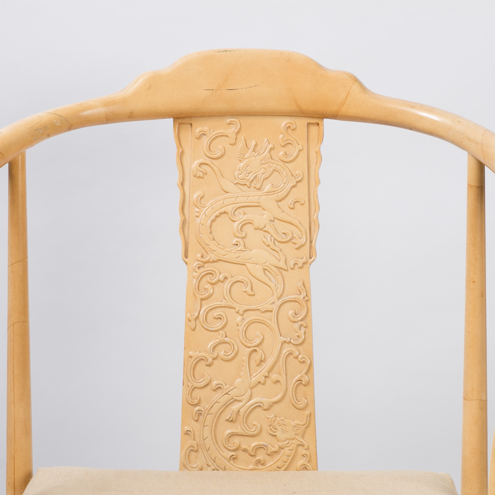 Henredon Marbleized Chinoiserie Dragon Motif Armchairs