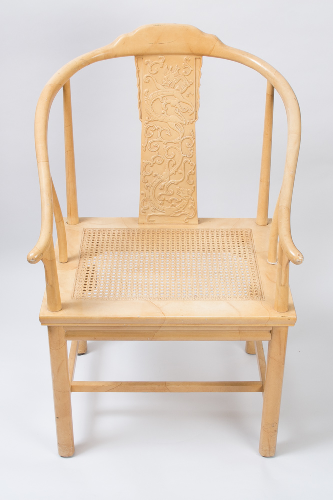 Henredon Marbleized Chinoiserie Dragon Motif Armchairs