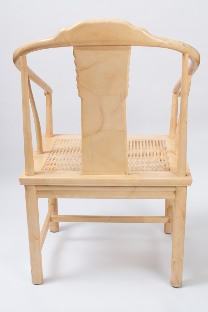 Henredon Marbleized Chinoiserie Dragon Motif Armchairs