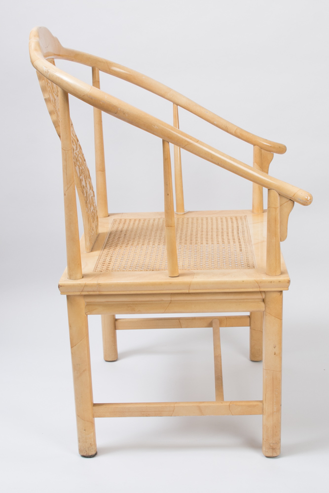 Henredon Marbleized Chinoiserie Dragon Motif Armchairs