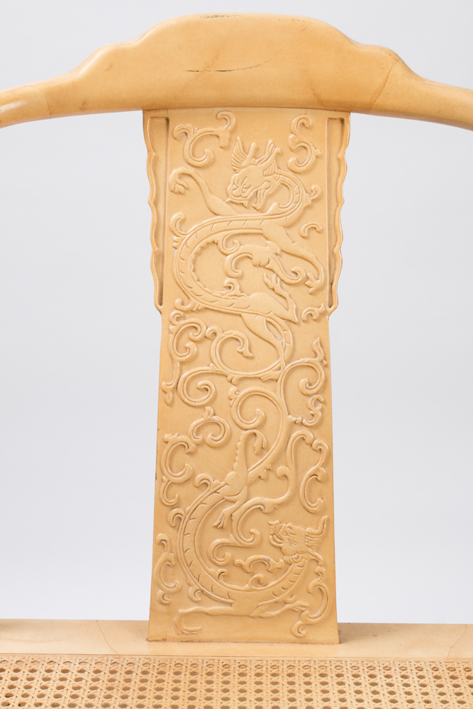 Henredon Marbleized Chinoiserie Dragon Motif Armchairs