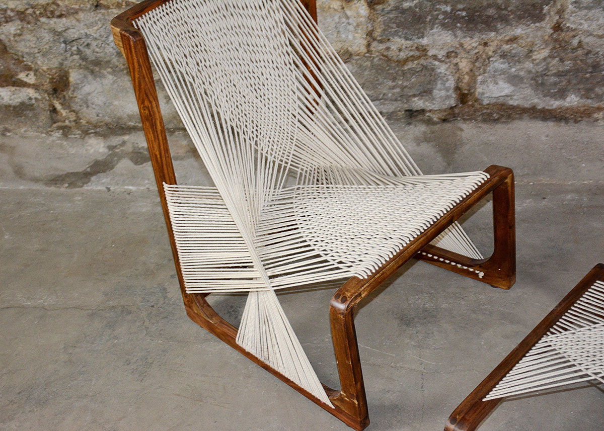 Danish Modern String Chair and Ottoman