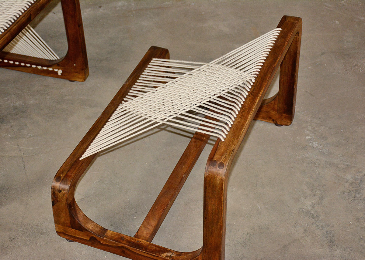 Danish Modern String Chair and Ottoman