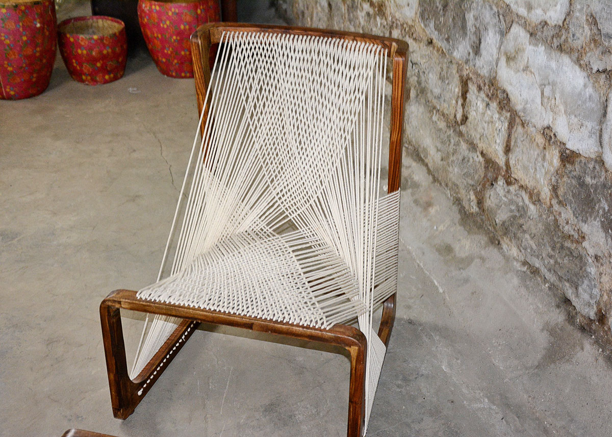 Danish Modern String Chair and Ottoman