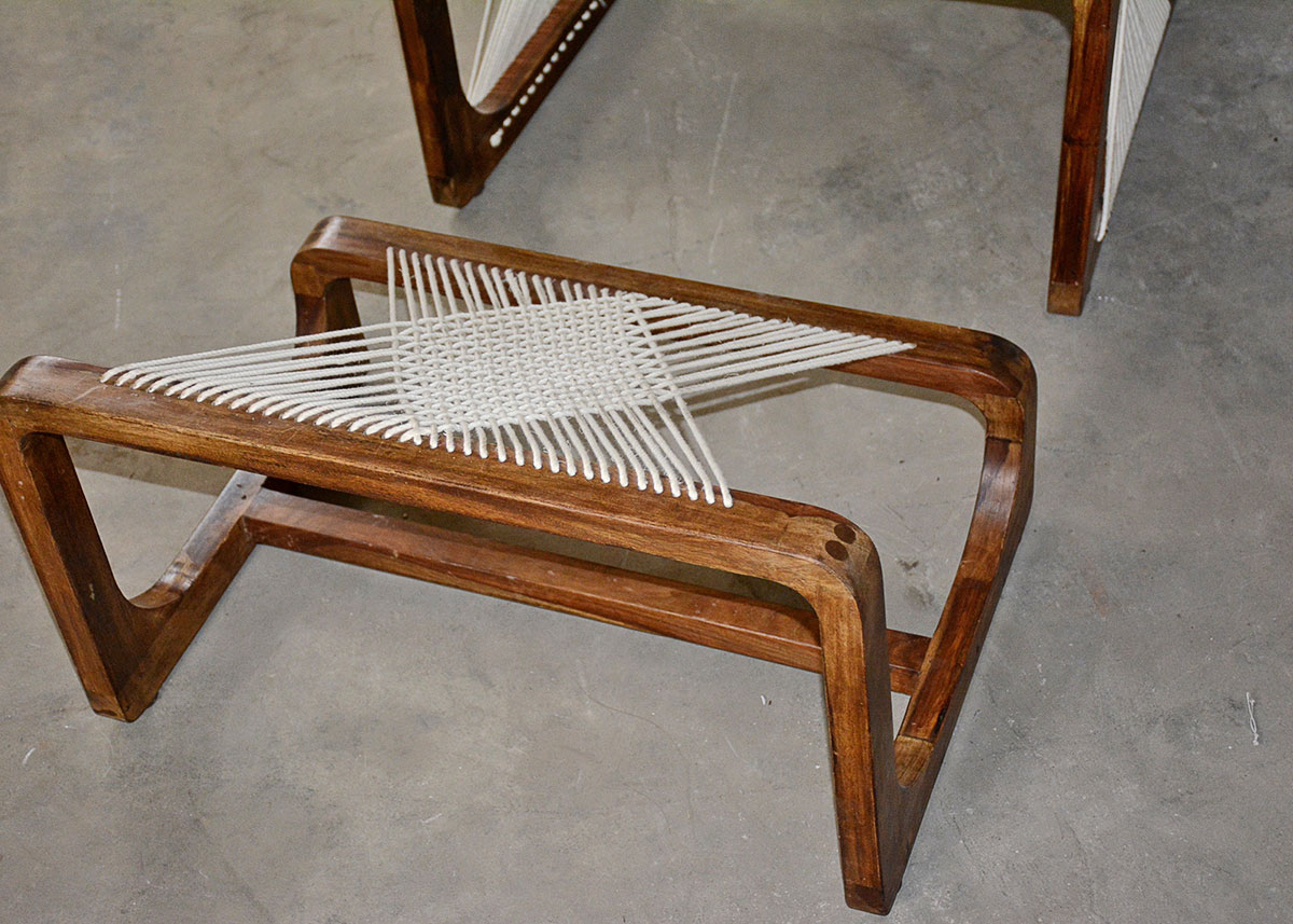 Danish Modern String Chair and Ottoman