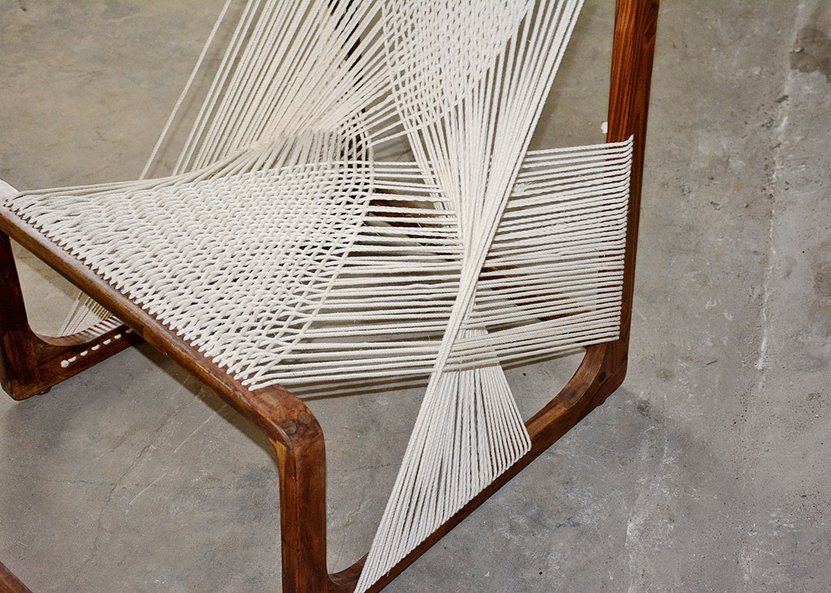 Danish Modern String Chair and Ottoman