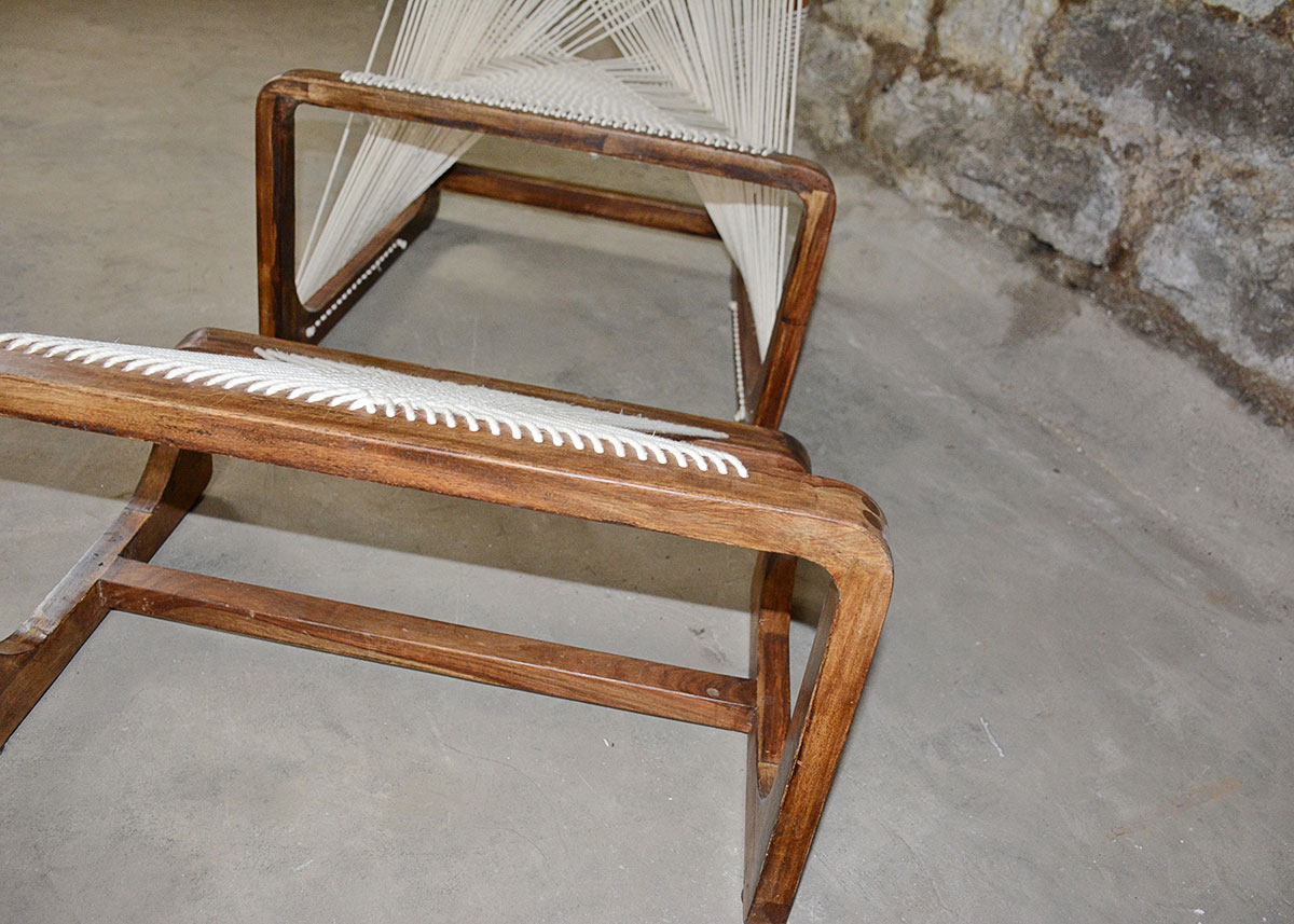 Danish Modern String Chair and Ottoman