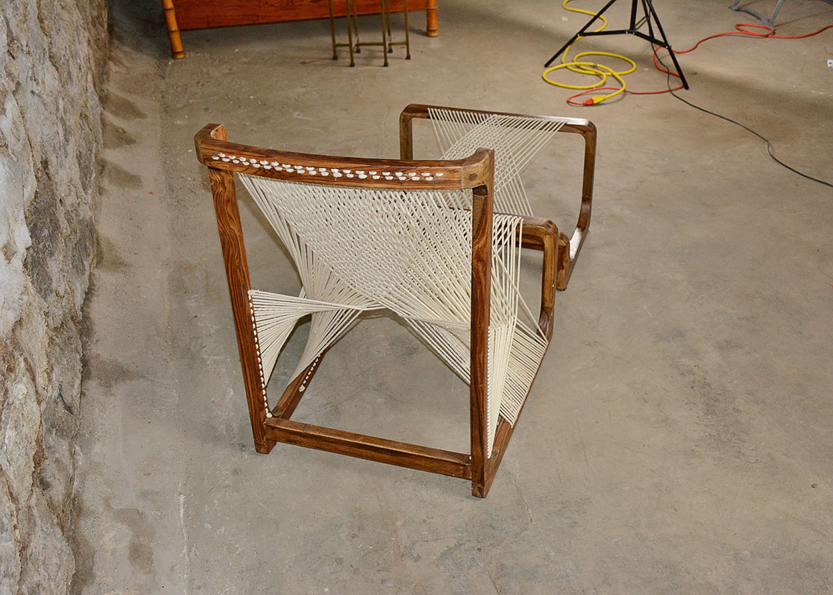 Danish Modern String Chair and Ottoman