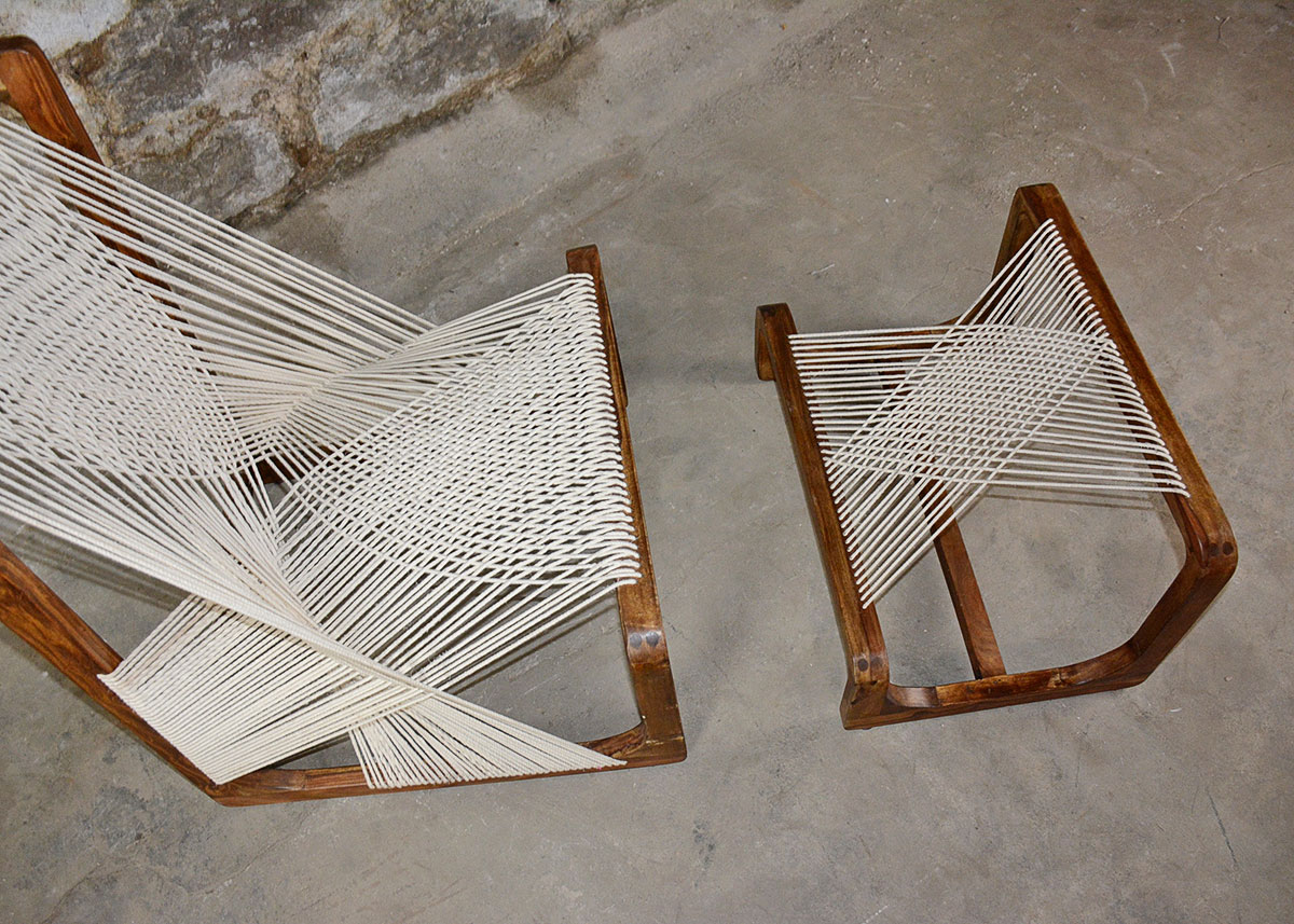 Danish Modern String Chair and Ottoman