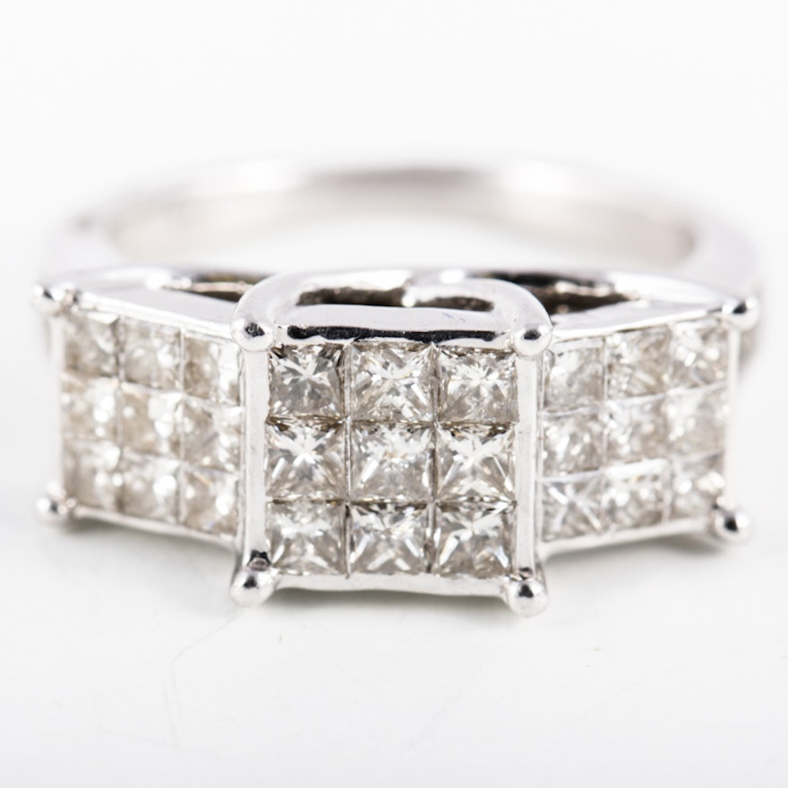 10K White Gold and 3.60 CTW Diamond Ring