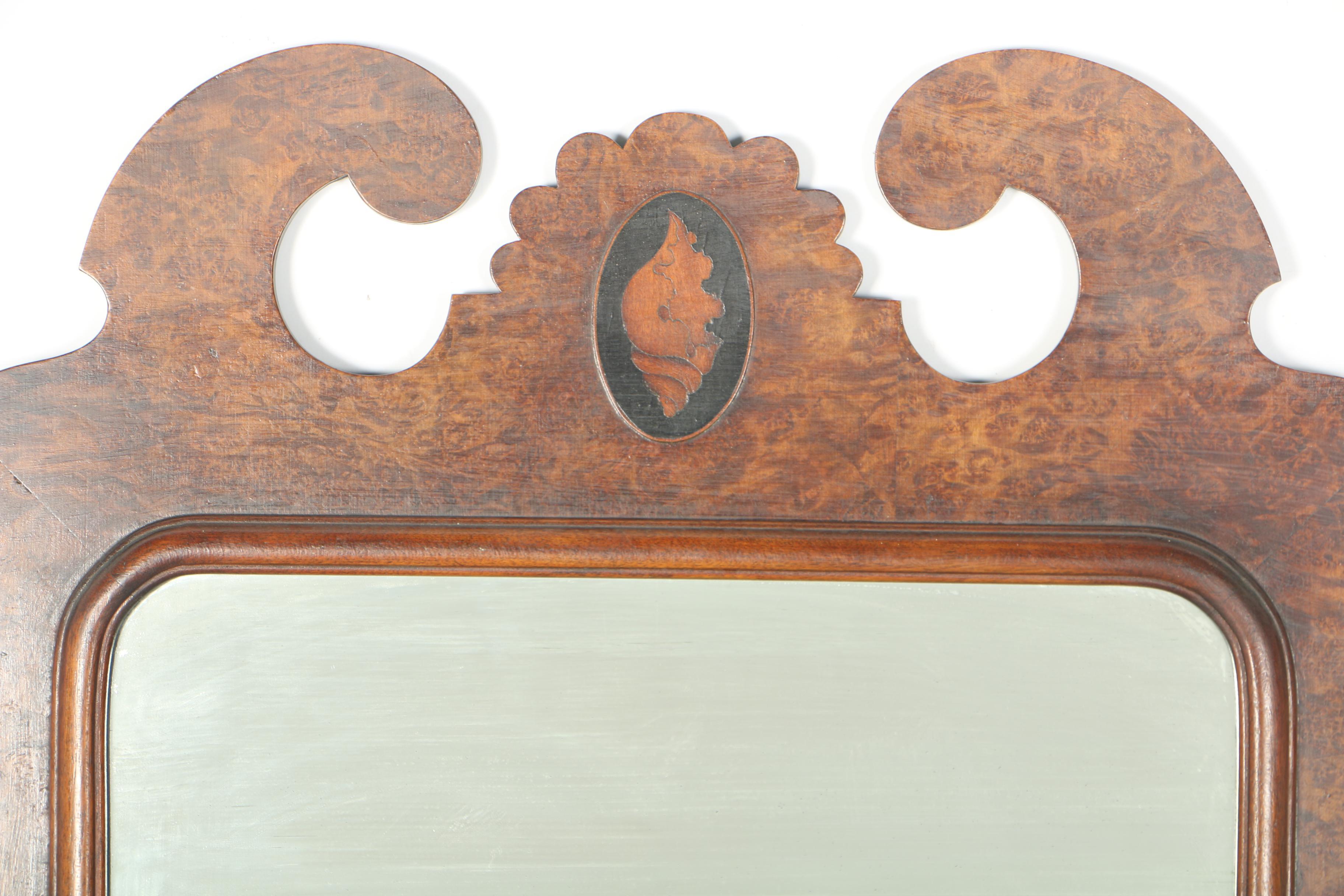 Vintage Georgian Style Burled Wall Mirror