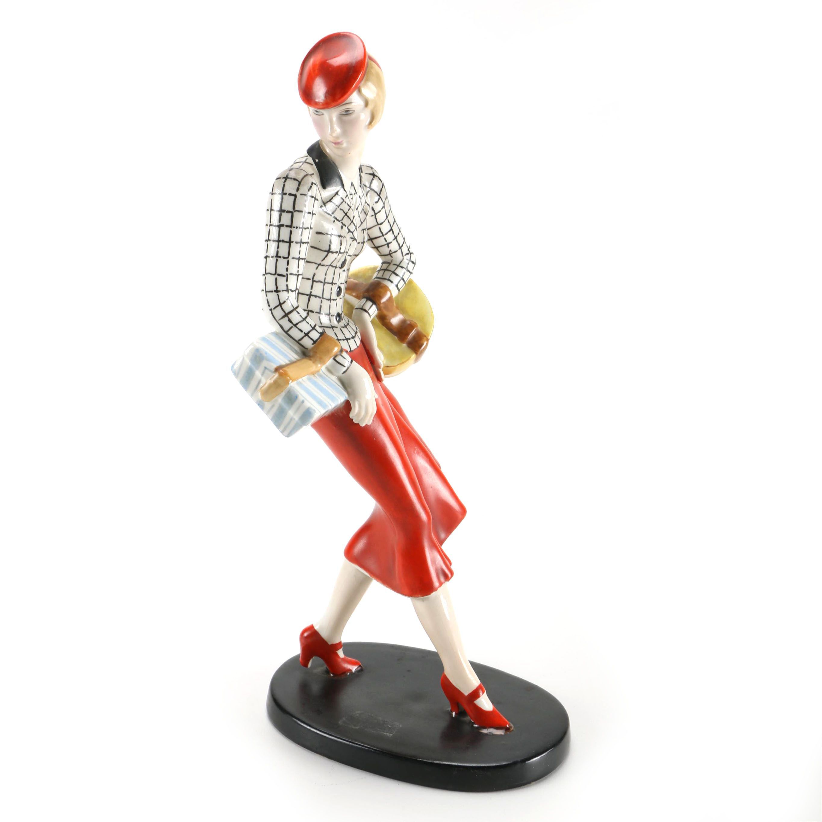 Vintage Japanese Female Shopping Figurine