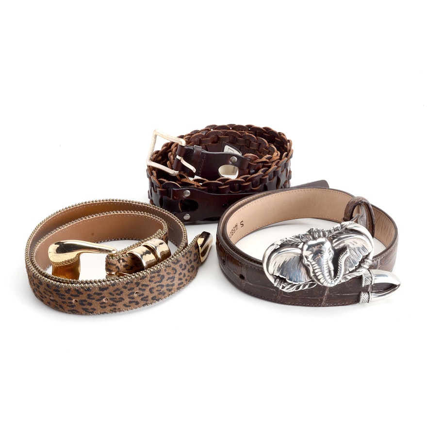 Three Brown Leather Belts