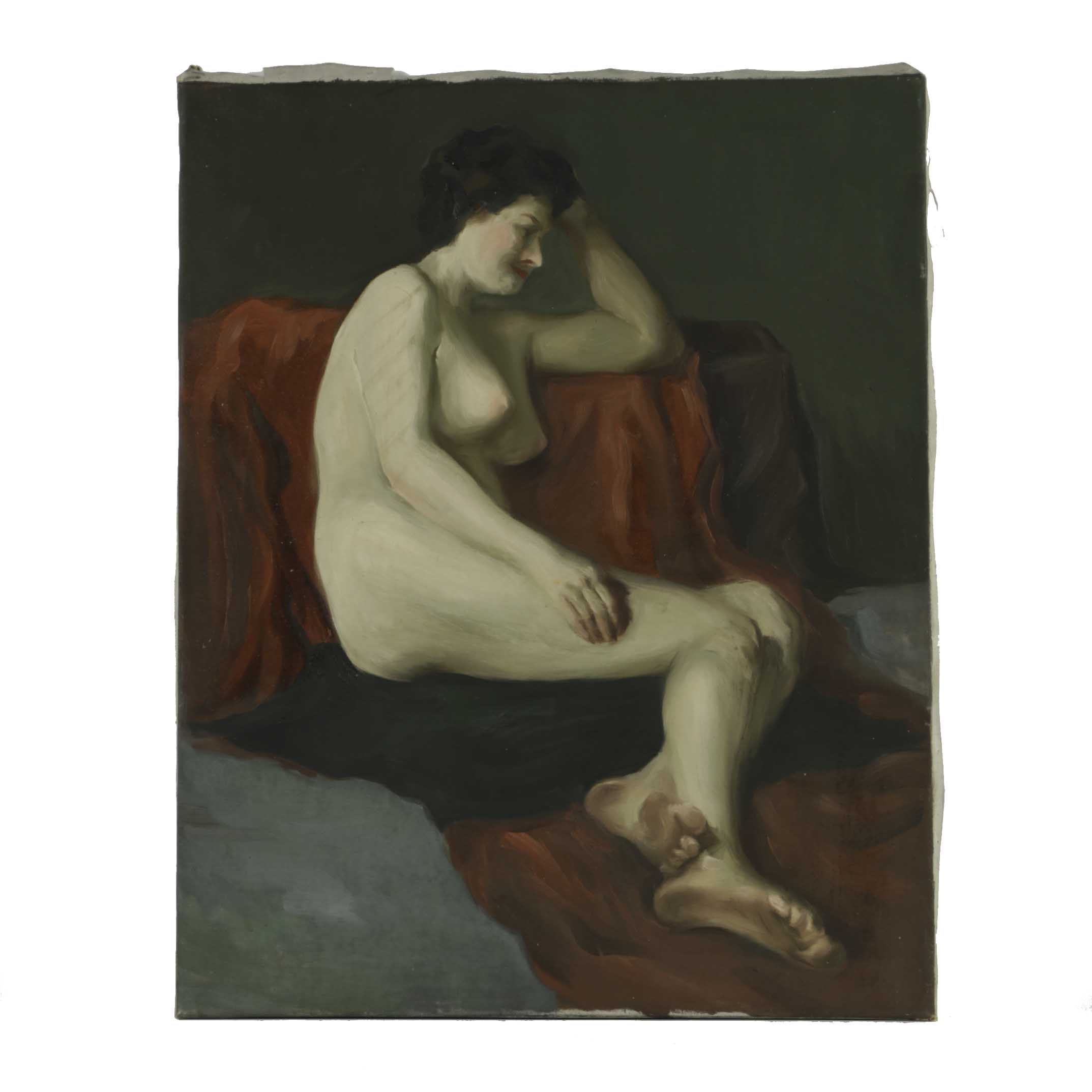 Original Oil Painting on Canvas of Seated Nude Woman